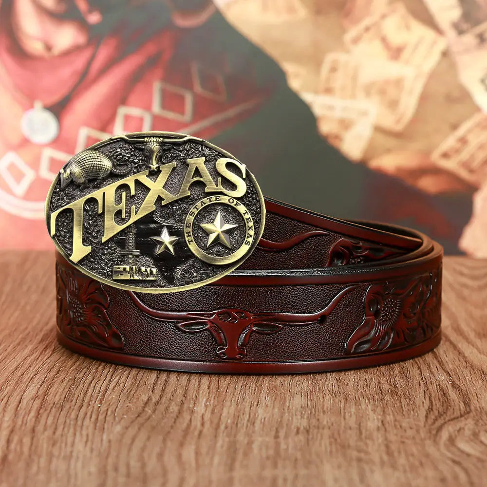 Men’s And Women’s Fashion Texas Cow Head Belts