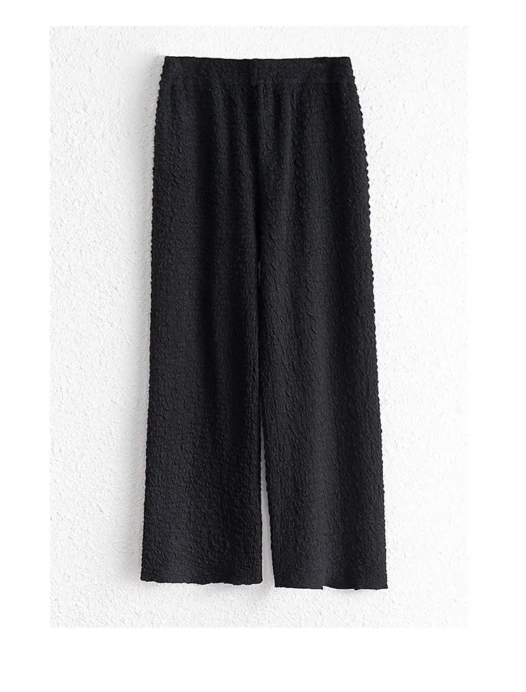 Women’s Knitted Wool Drape Wide Leg Pants