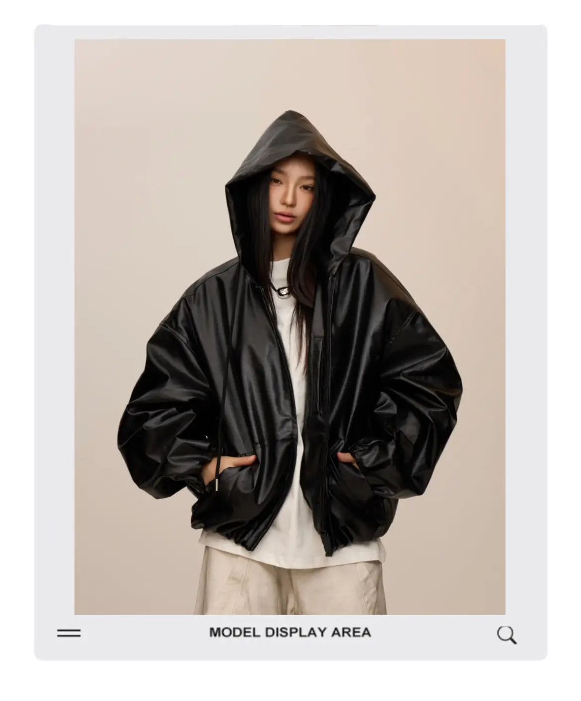 Women’s Black Hooded Leather Coat