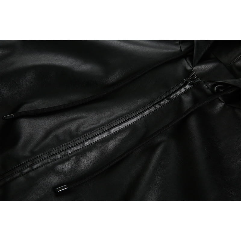 Men’s American-style Retro Simple Hooded Leather Coat Jacket
