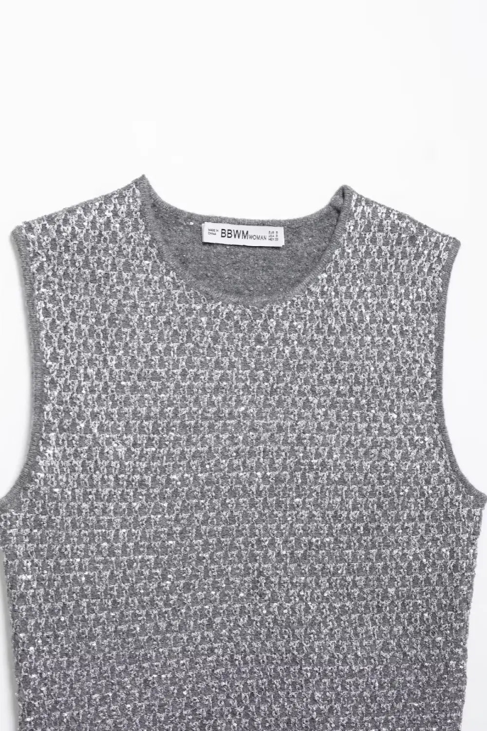 European And American Women’s Beads Decoration Metallic Yarn Knitted Top