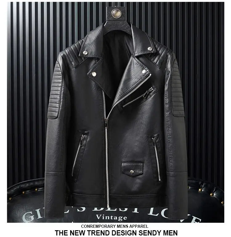 Spring And Autumn Slim-fitting Biker Leather Jacket