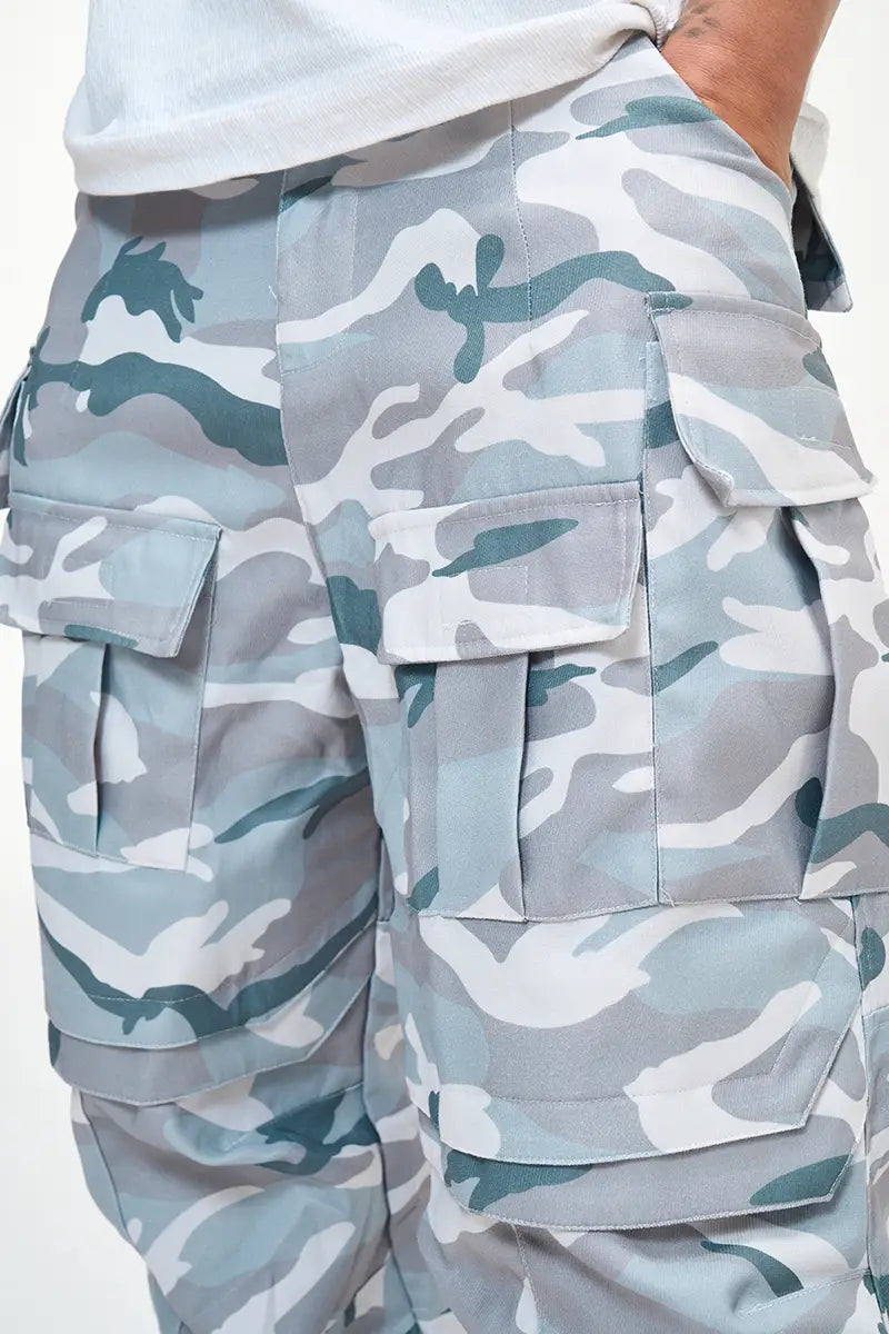 Multi-Pocket Workwear Camouflage Casual Loose Fashion Brand Wide Leg Paratrooper Pants Men