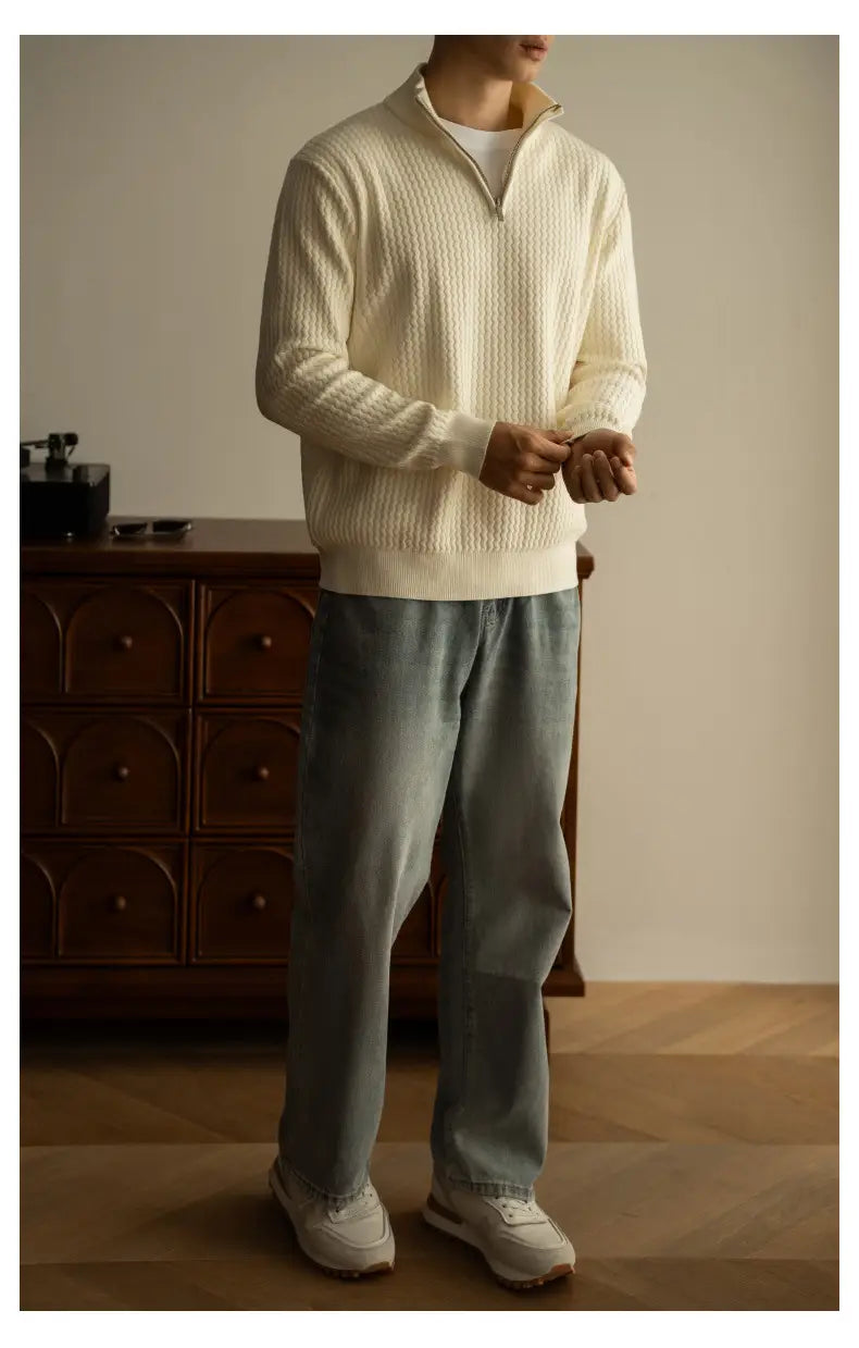 Turtleneck Zipper Sweater Men’s Coat Thick Long Sleeve