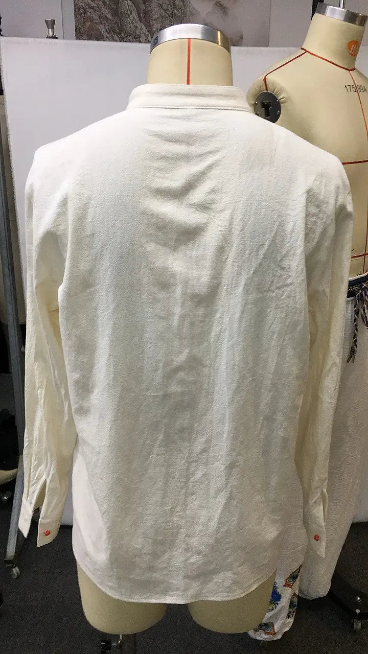 Retro Men’s Casual Tops Open Collar Embroidered Shirt