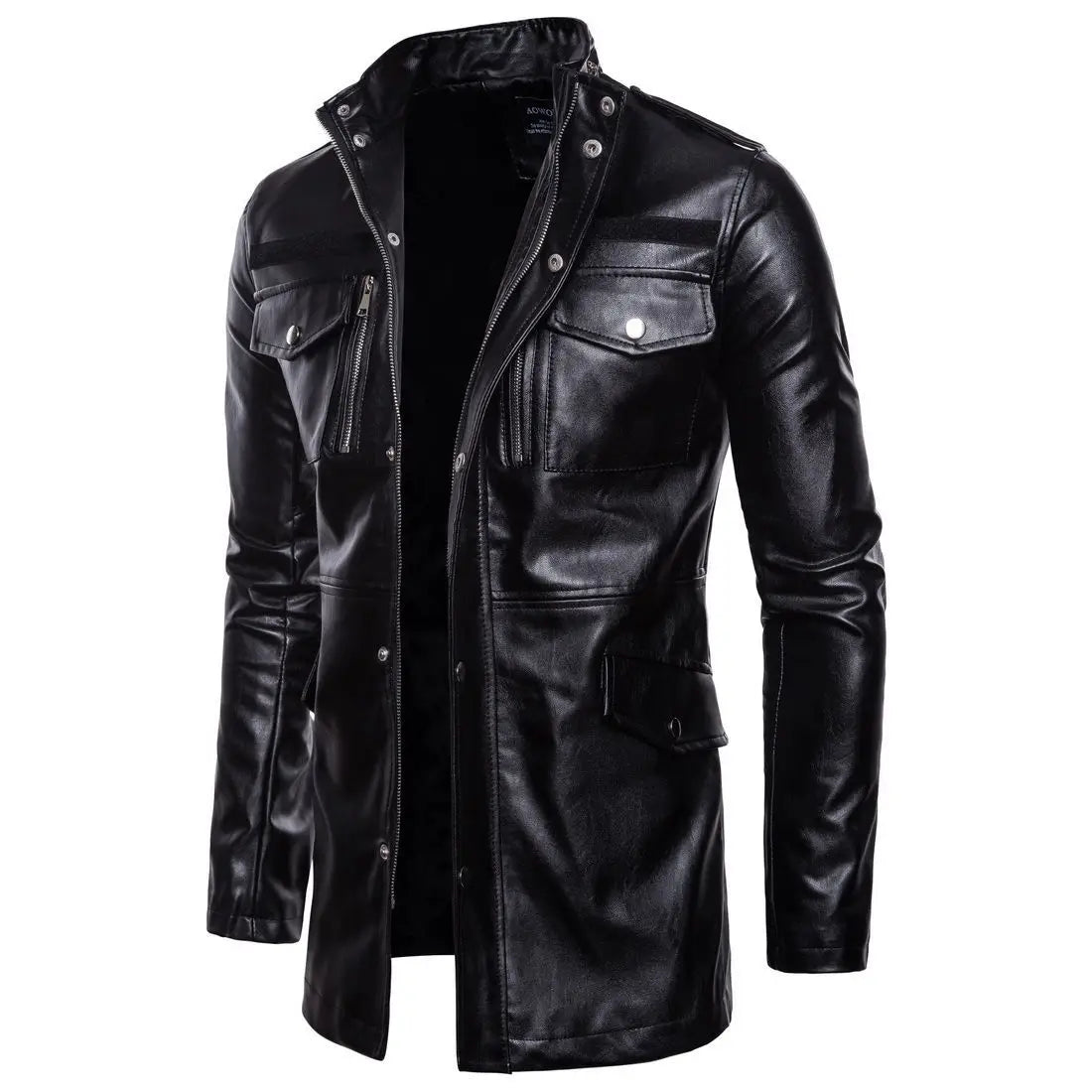 Men’s mid-length leather jacket
