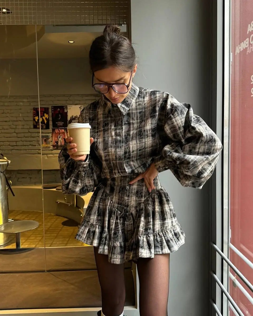 Ruffled Plaid Luxury Clothing for Women