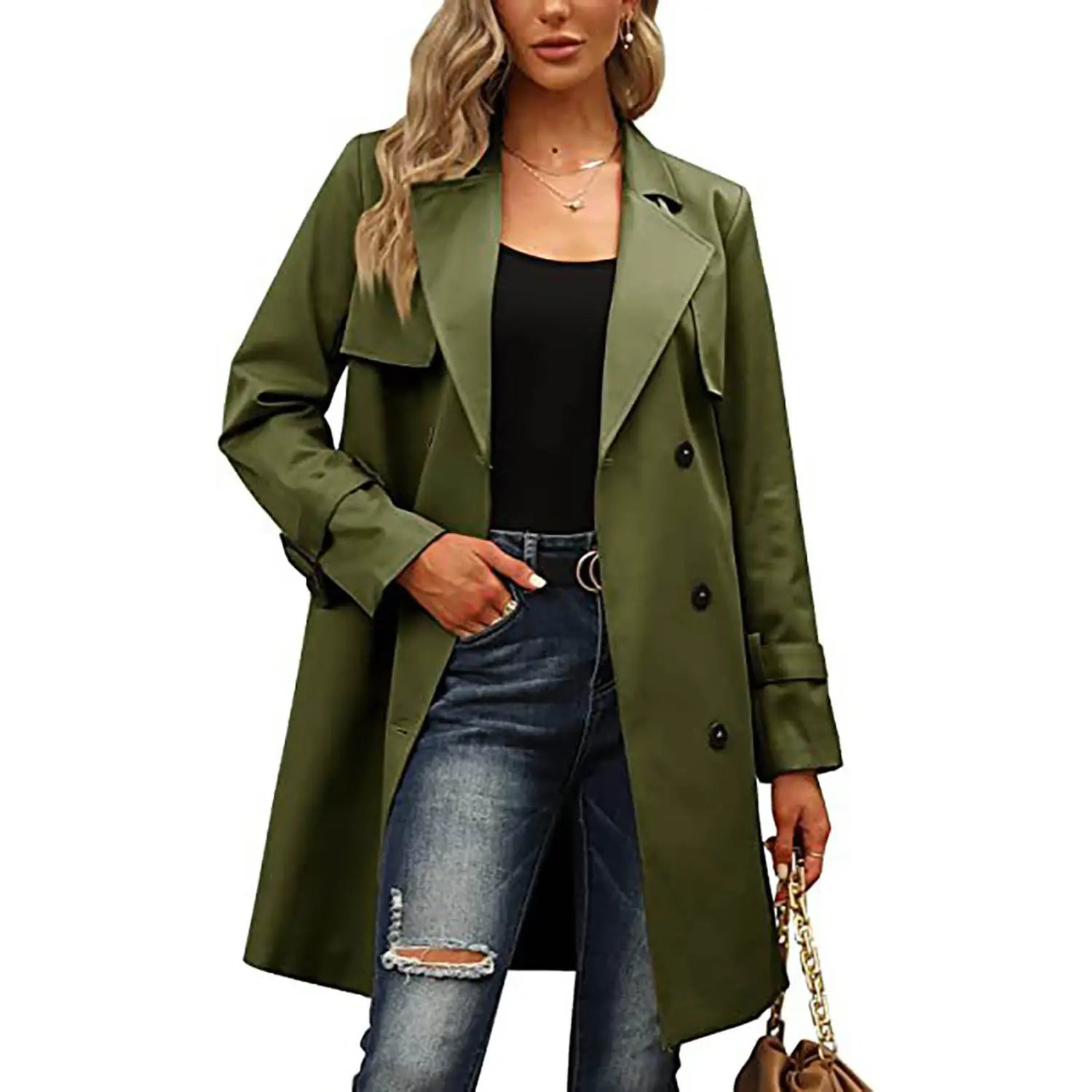 European And American Autumn Women’s Double Breasted Fashion Casual Trench Coat