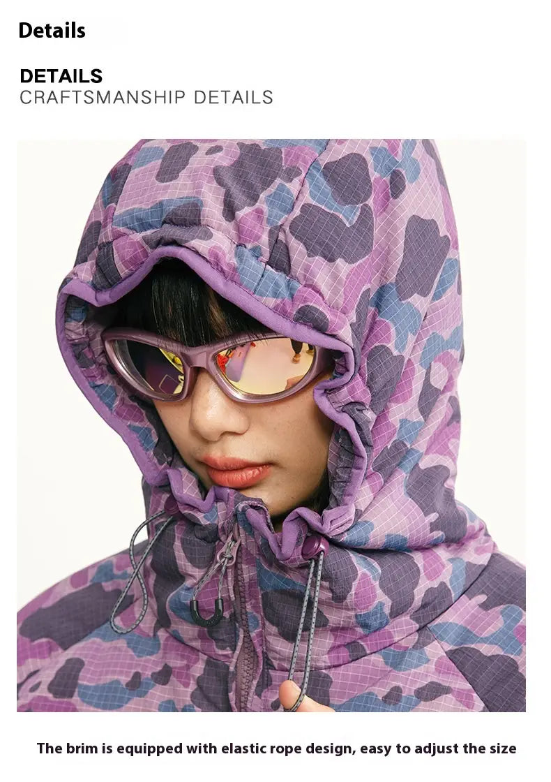 Winter Camouflage White Duck Down Three-proof Warm Coat For Women