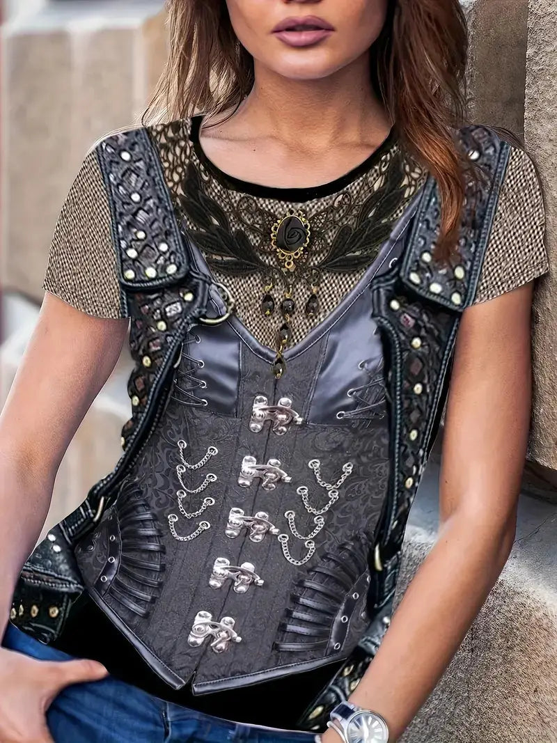 Summer Fake Denim Women’s Short Sleeve