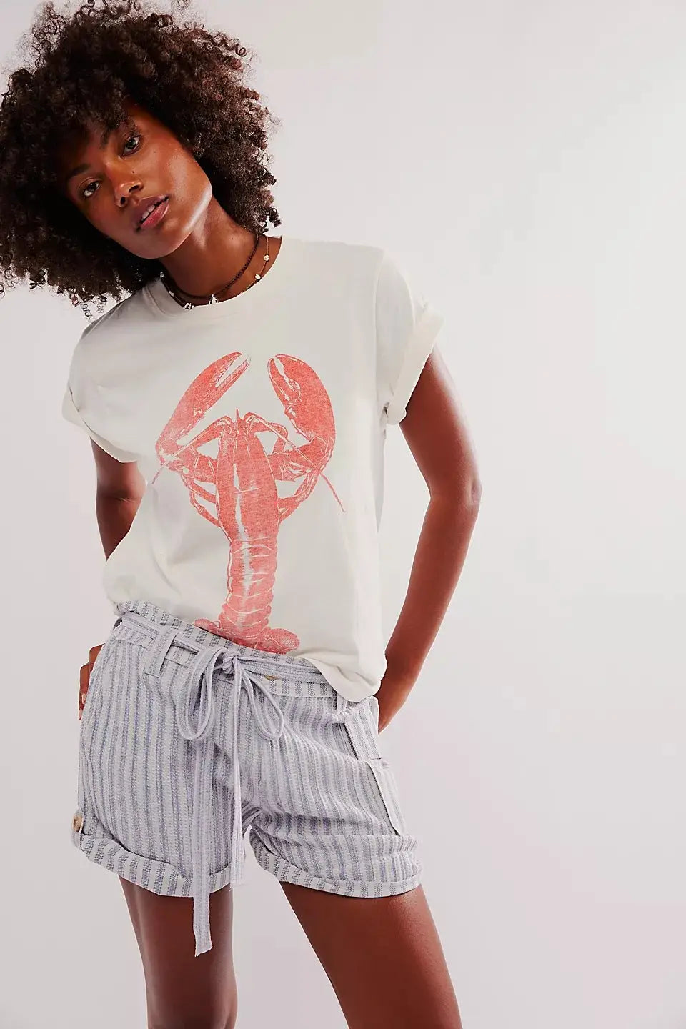 Short Sleeve Top Round Neck Printed White For Girls