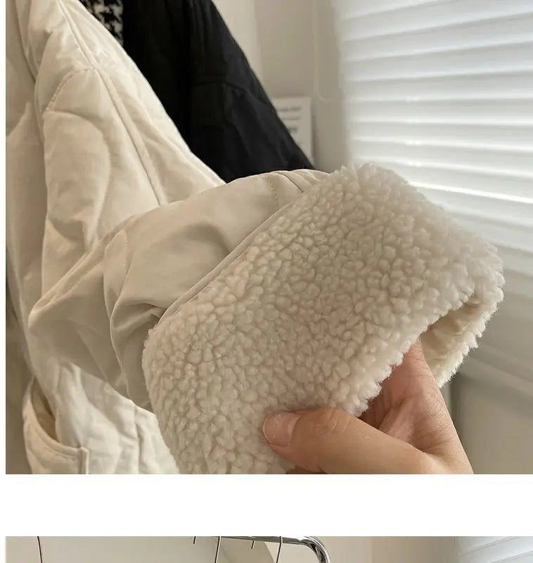Winter Stitching Diamond Lattice Cotton-padded For Women Baggy Coat