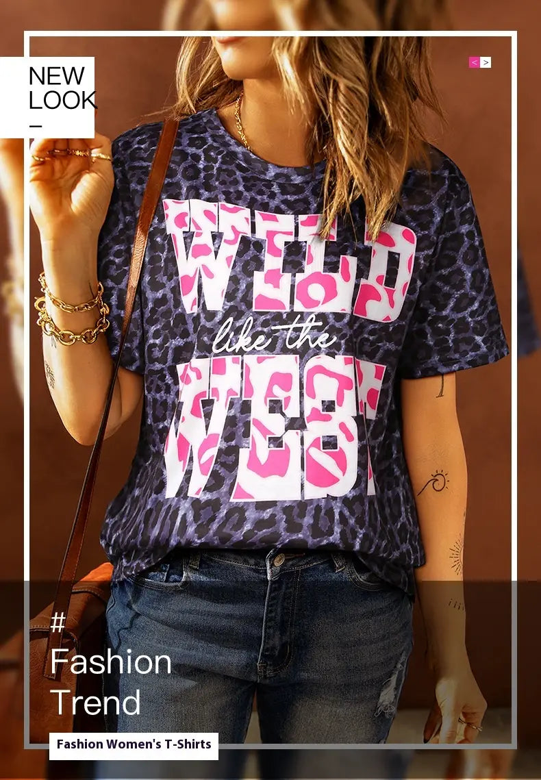 Women’s Round Neck Leopard Print Pullover Simple Style