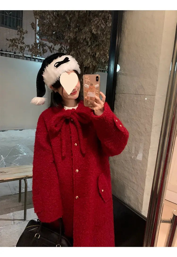 Korean Style Woolen Overknee Long Coat