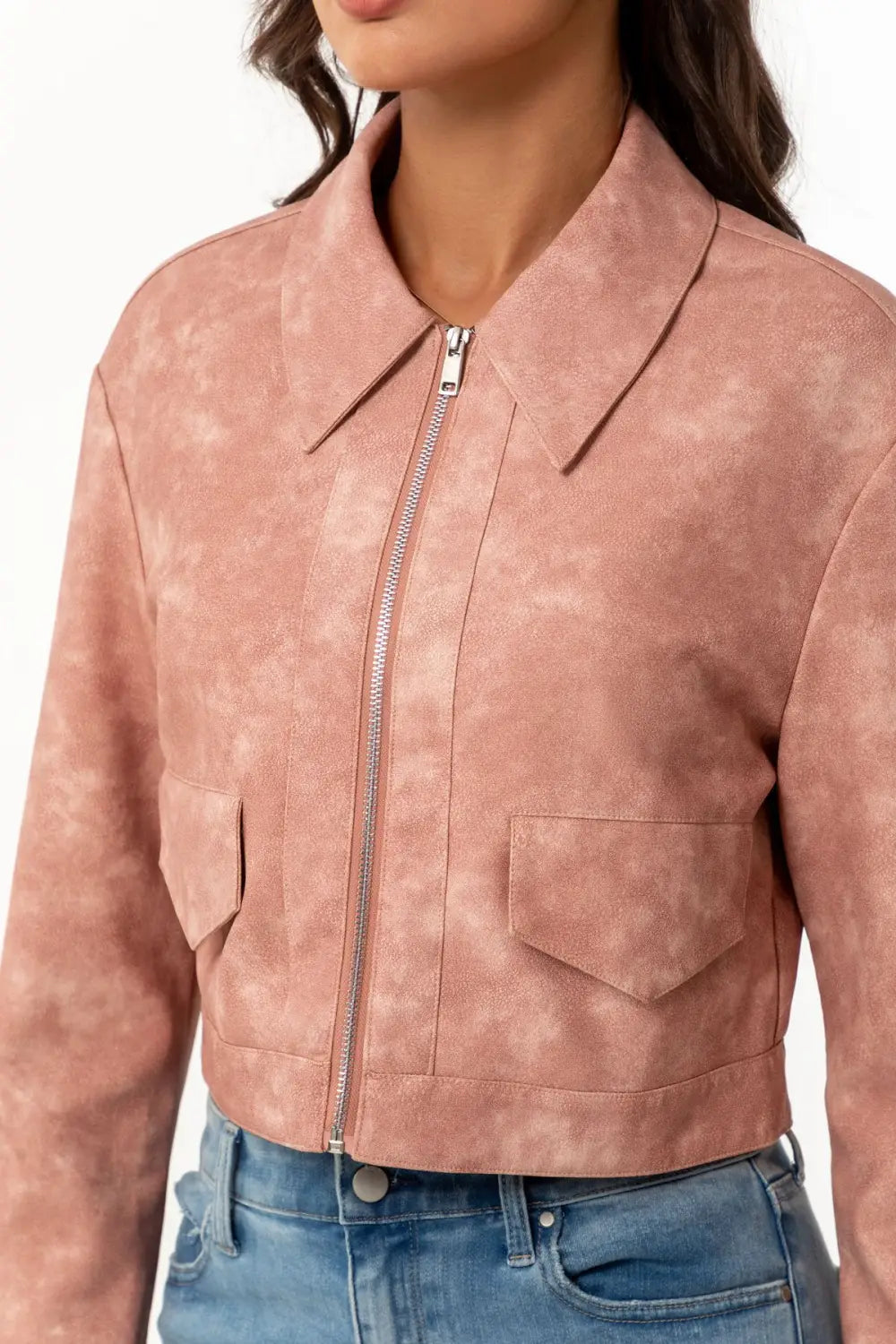 Women’s Long-sleeved Fashionable Faux Leather Jacket