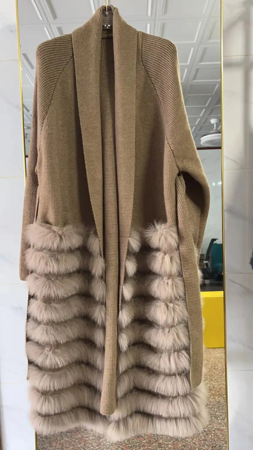 Real Fox Fur Casual Loose Sweater Lace-up Women