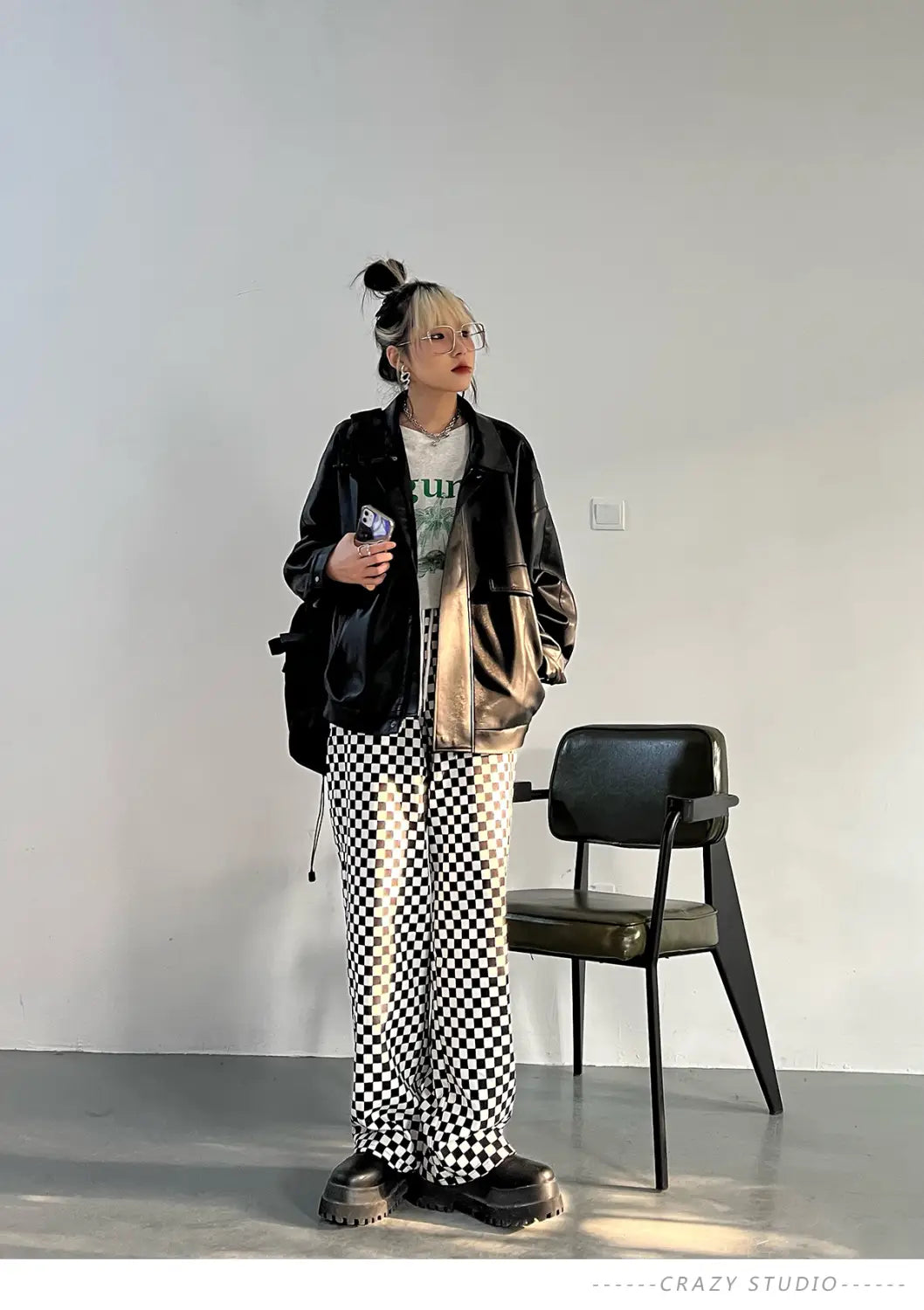 Women’s Loose Pu Leather Short Retro Coat