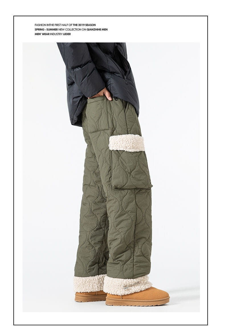 Men’s Quilted Casual Pants Thickened Cold Protection Ski Pants