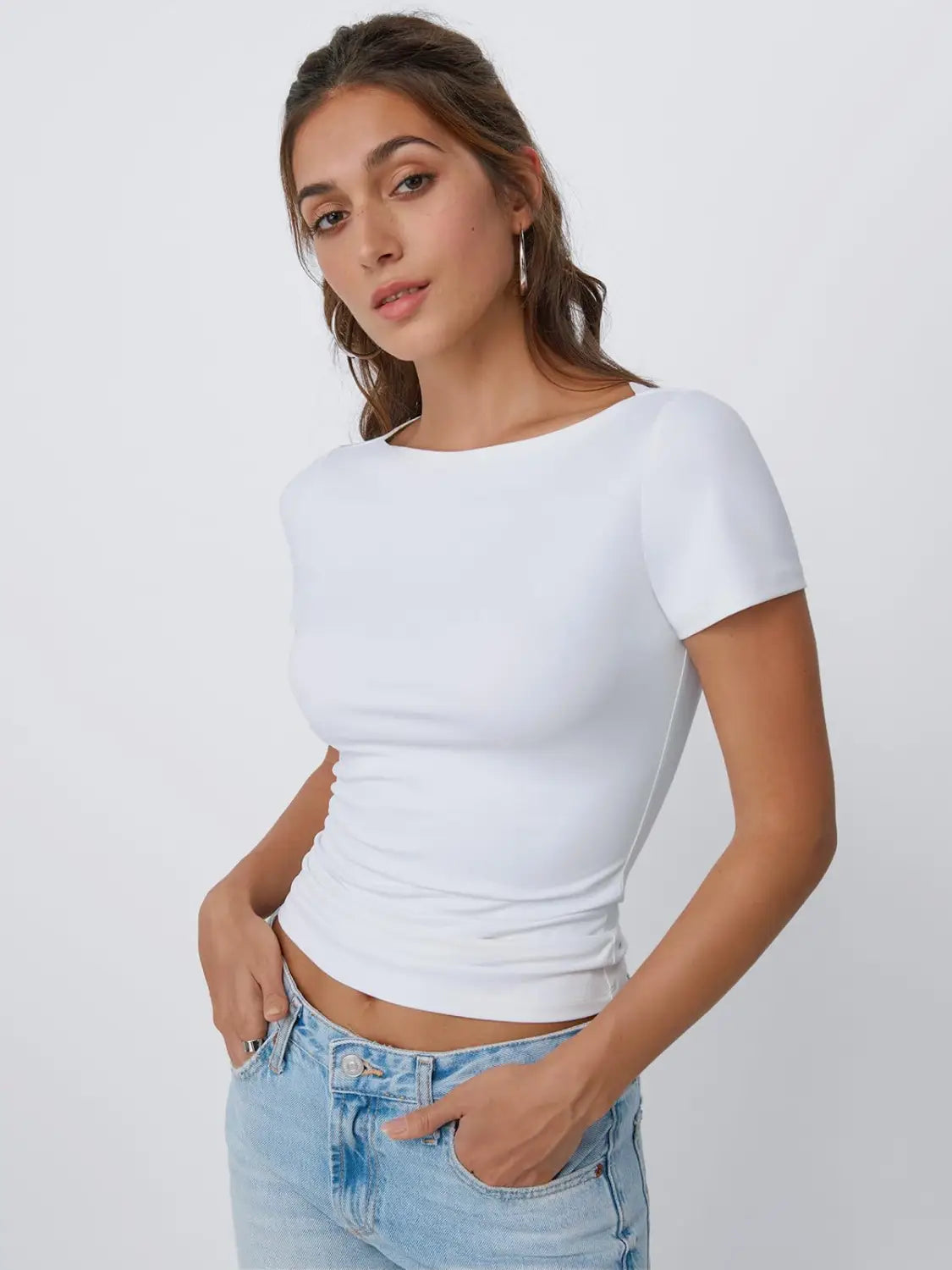 Round Neck Short Sleeve Slim Fit Hot Girl Going Out Tops