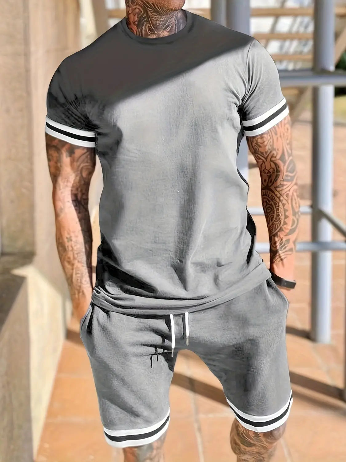 Men’s Short-sleeved T-shirt Casual Shorts Two-piece Set