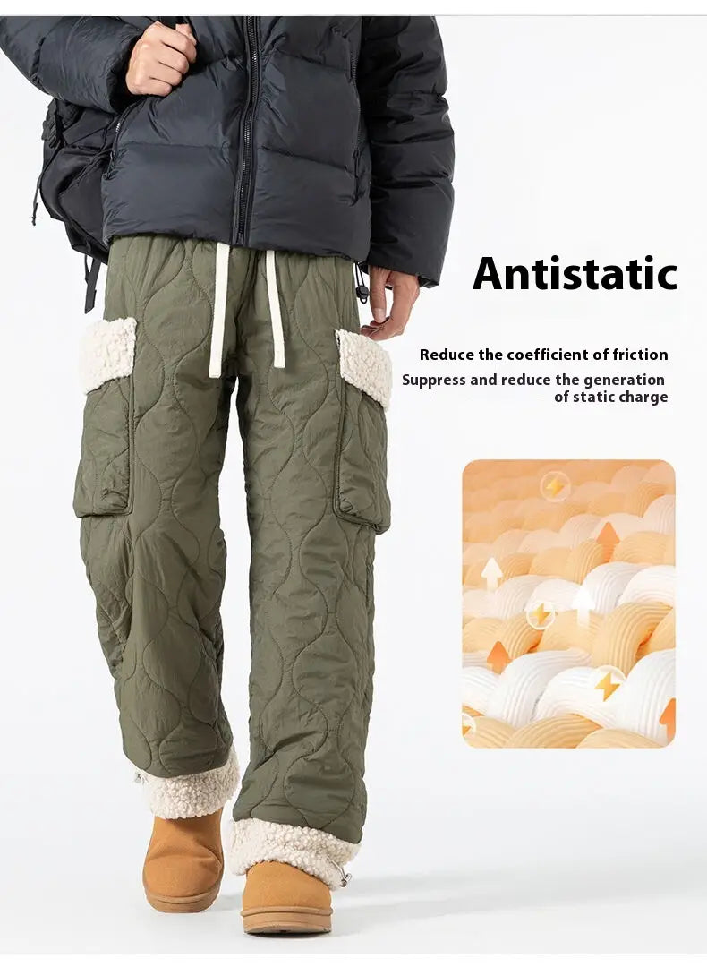 Men’s Quilted Casual Pants Thickened Cold Protection Ski Pants