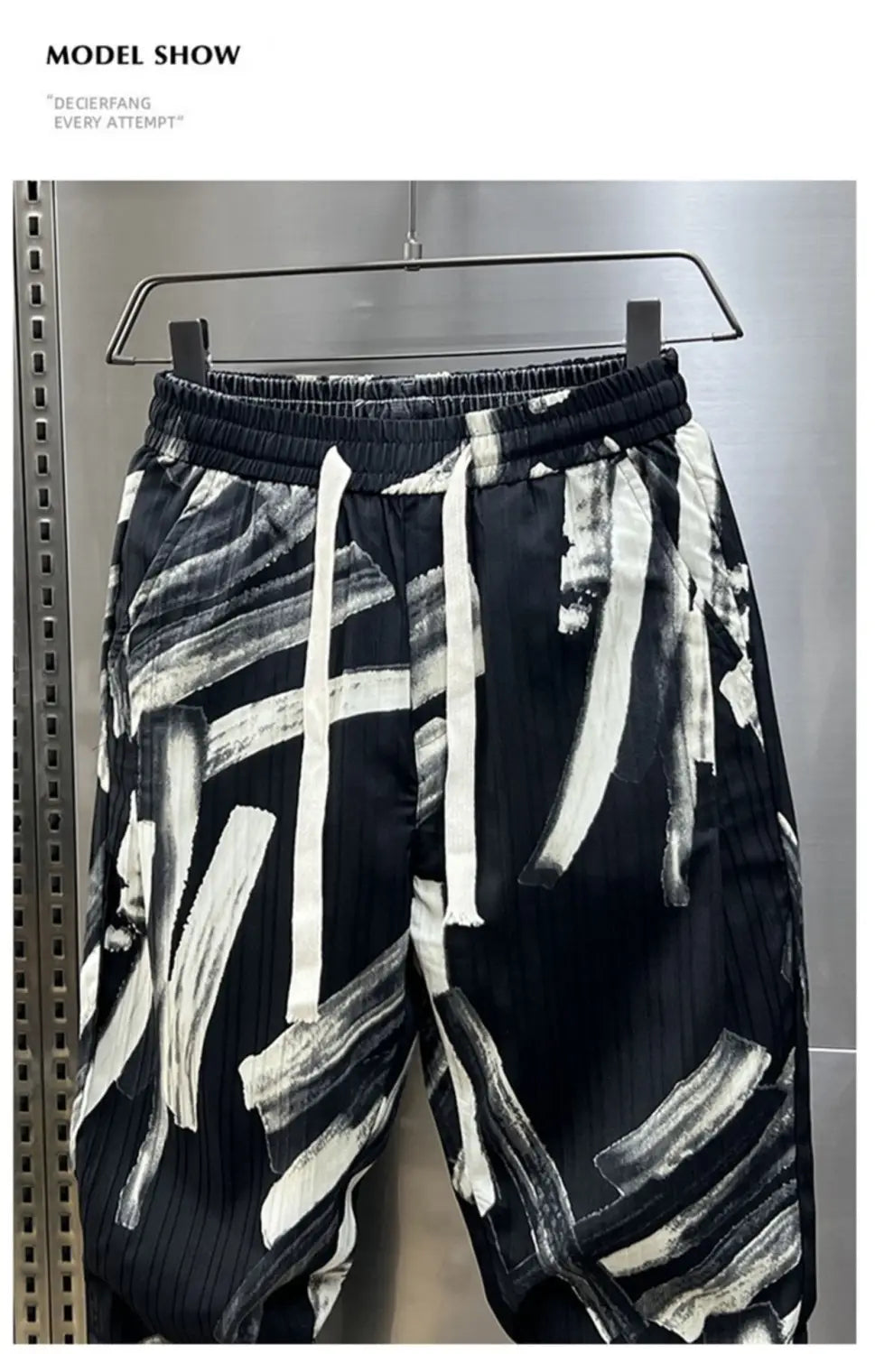 Men’s Ice Silk Printed Cotton And Linen Casual Pants