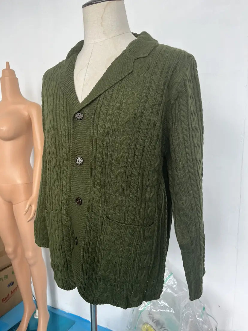 Men’s Casual Long Sleeve Lapel Pocket Sweater
