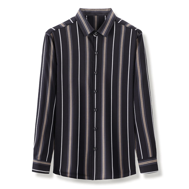 Striped Casual Black Thin Men’s Long-sleeved Shirt