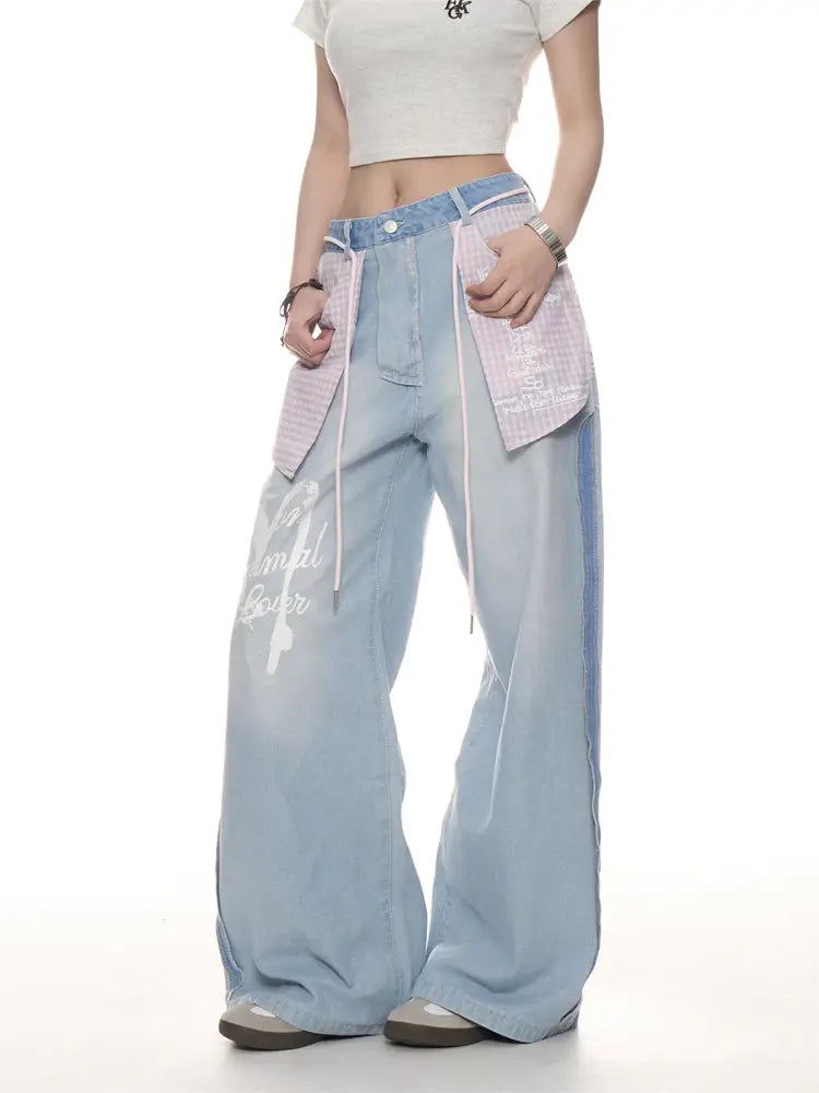 American Retro Washed Worn Jeans Women