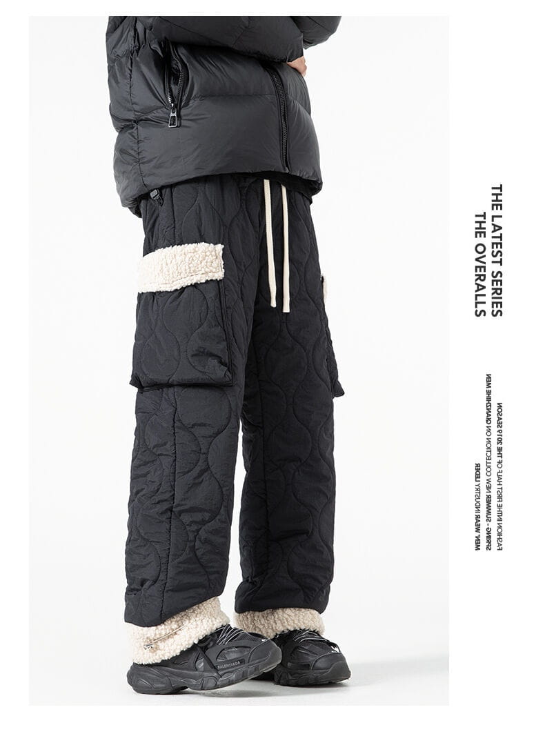 Men’s Quilted Casual Pants Thickened Cold Protection Ski Pants