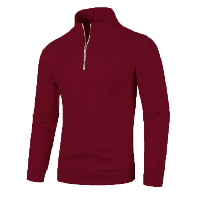 Leisure Pullover Men’s Half-high Collar Zip Sweater