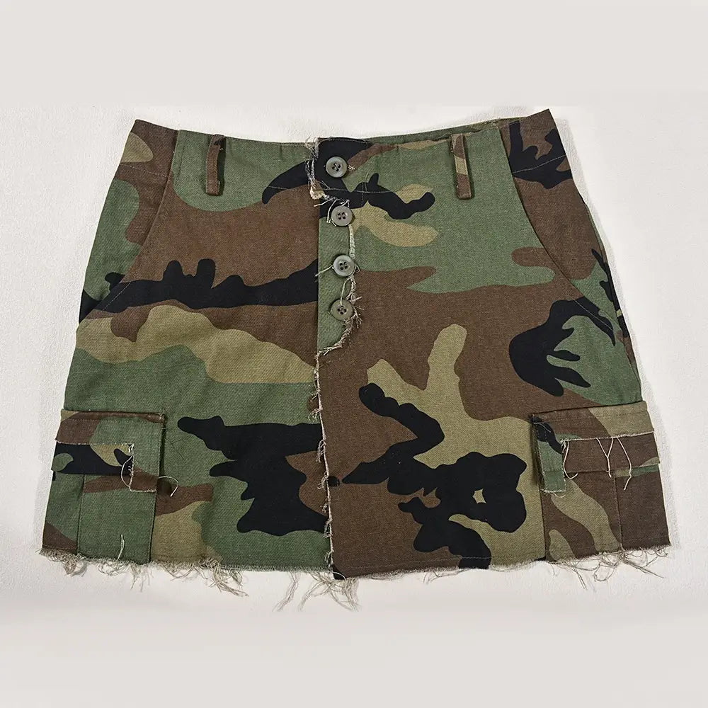Autumn New Fashion Full Open Skirt Skirt Camouflage Skirt