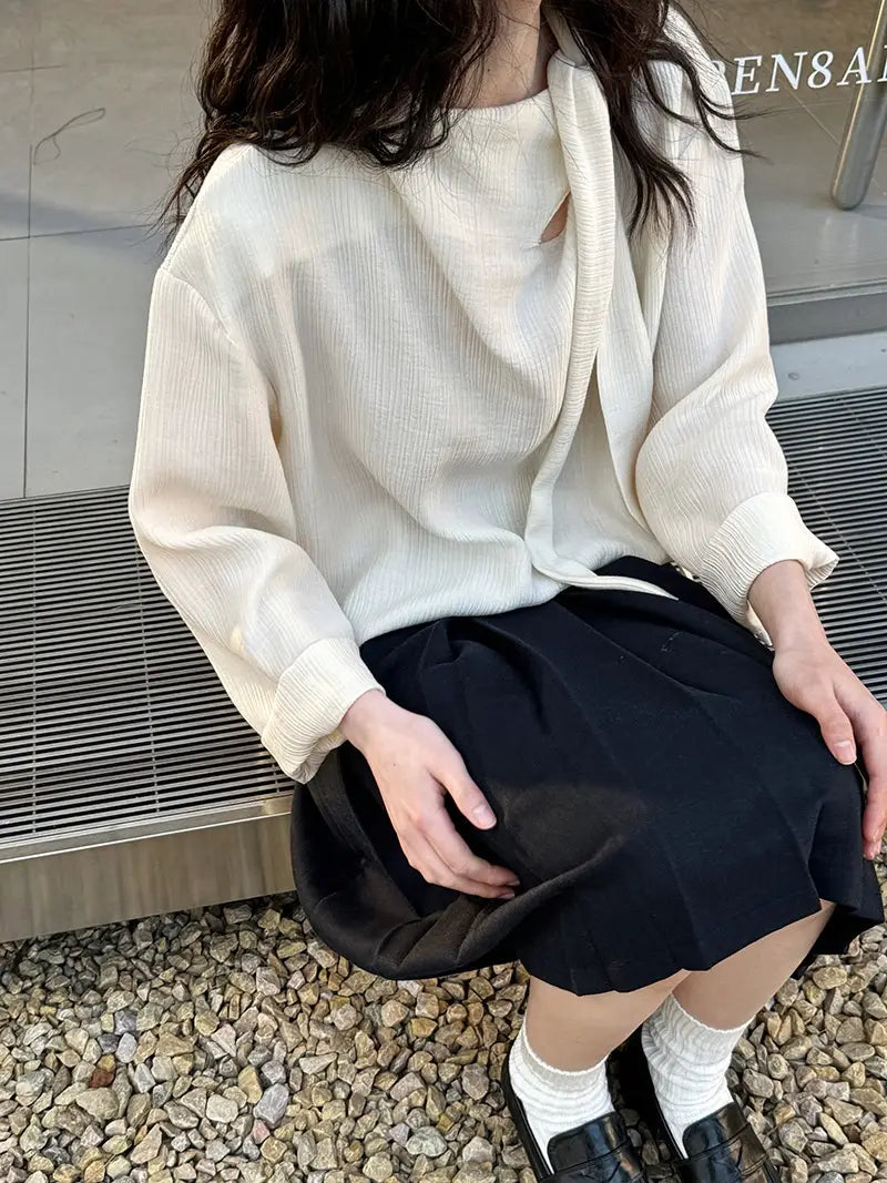 Retro Elegant Ribbon Texture Shirt For Women