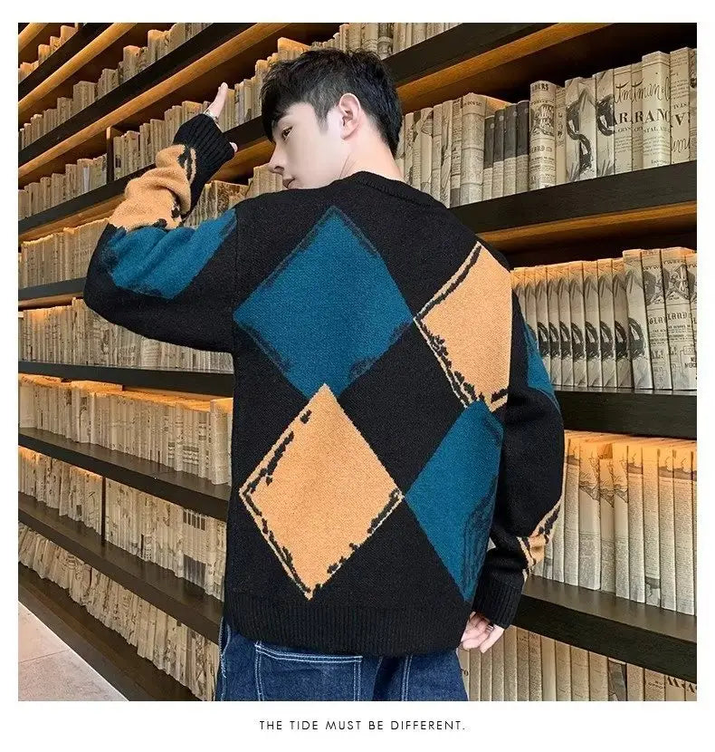 Casual Autumn And Winter Thickened Sweater Men’s Round Neck Lazy Trendy Bottoming Shirt