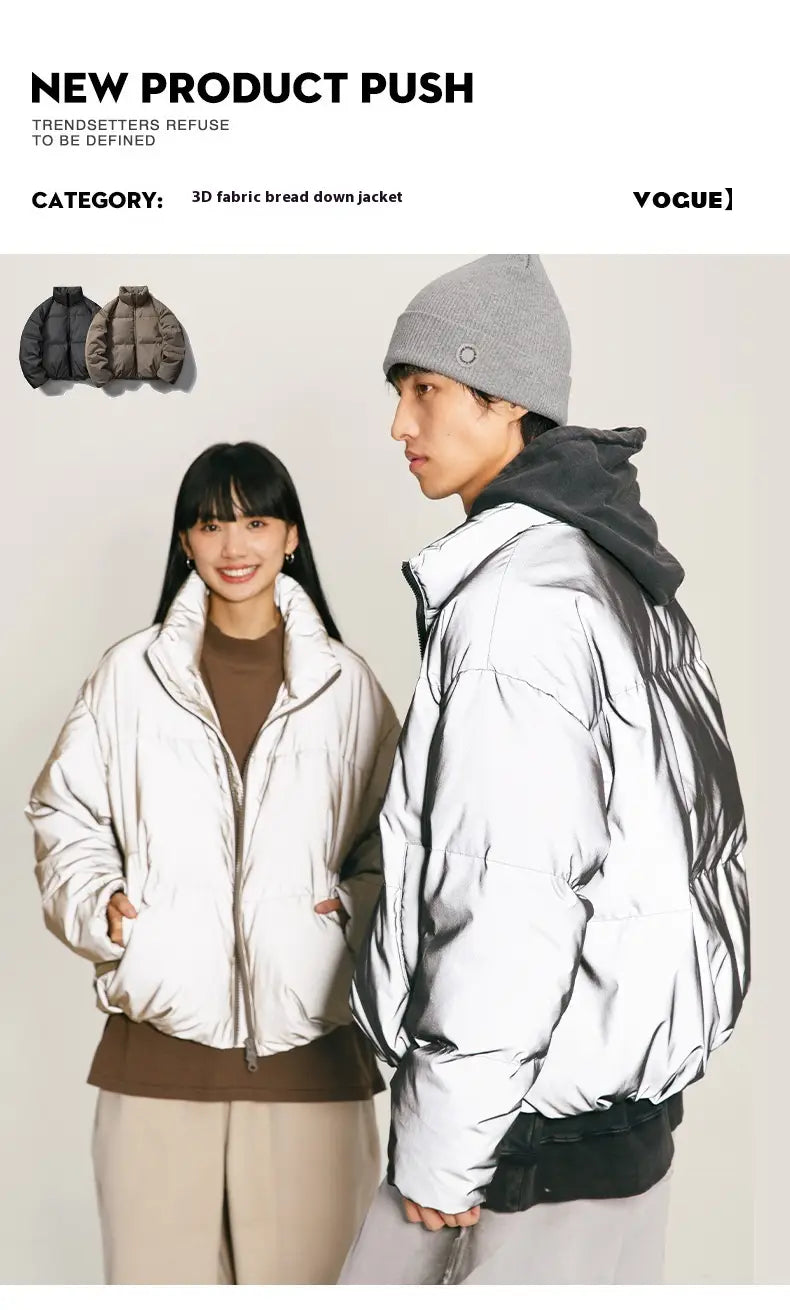 Mechanical Style Winter Down Jacket Women’s White Duck Down Thickened Reflective Coat