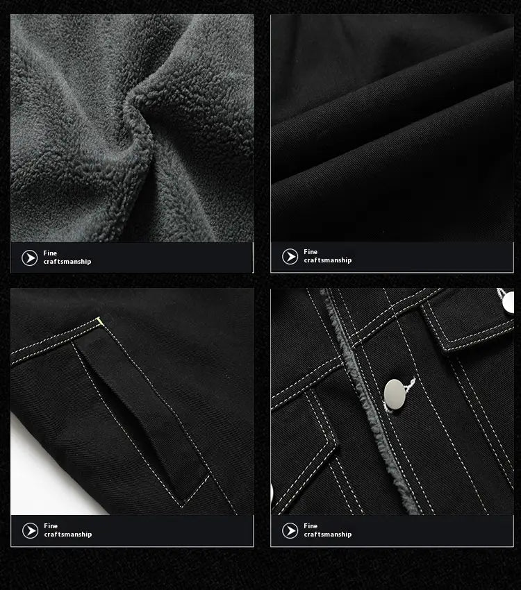Denim Coat Fleece-lined Men Fashion Brands Jacket