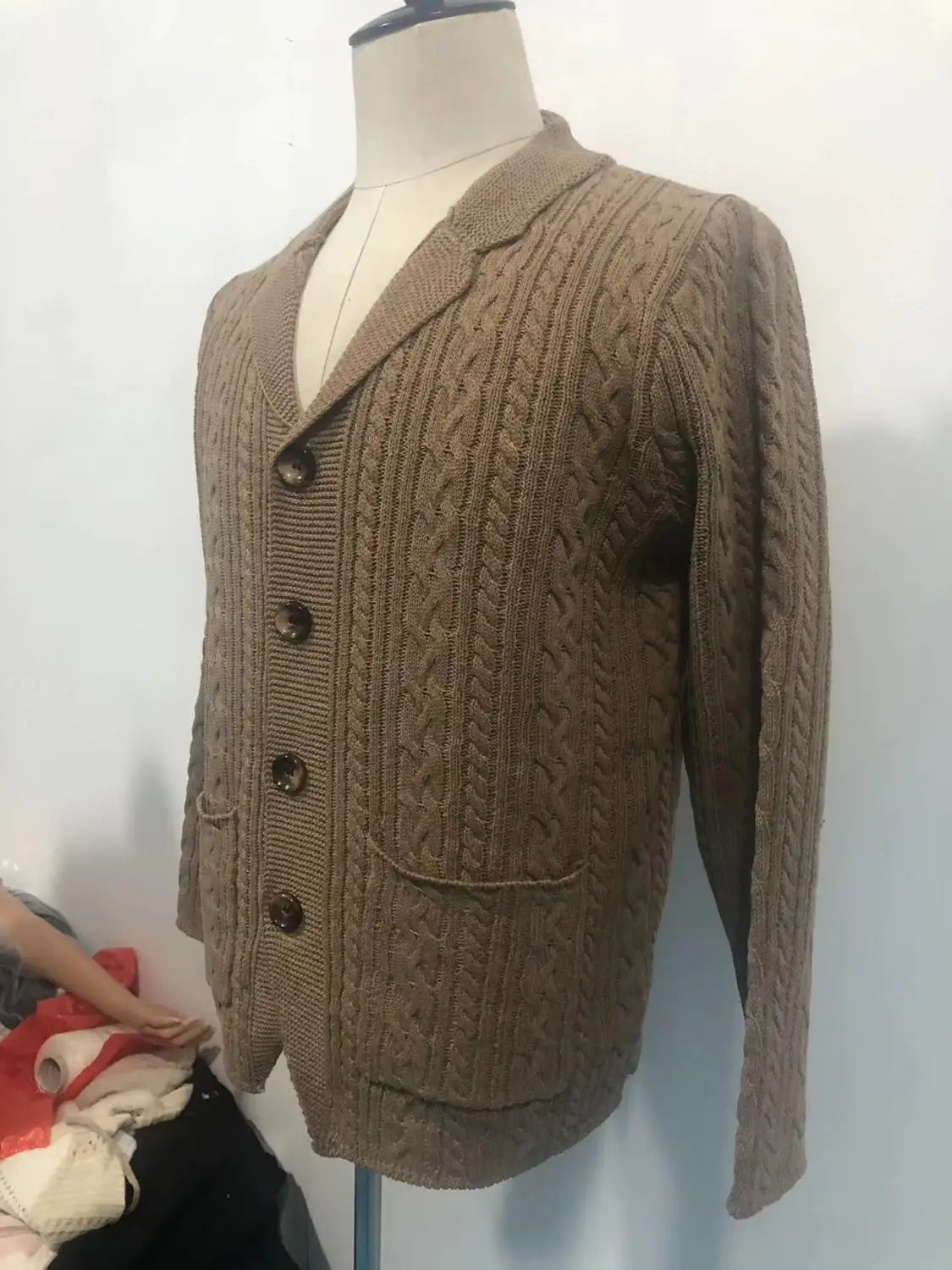 Men’s Casual Long Sleeve Lapel Pocket Sweater