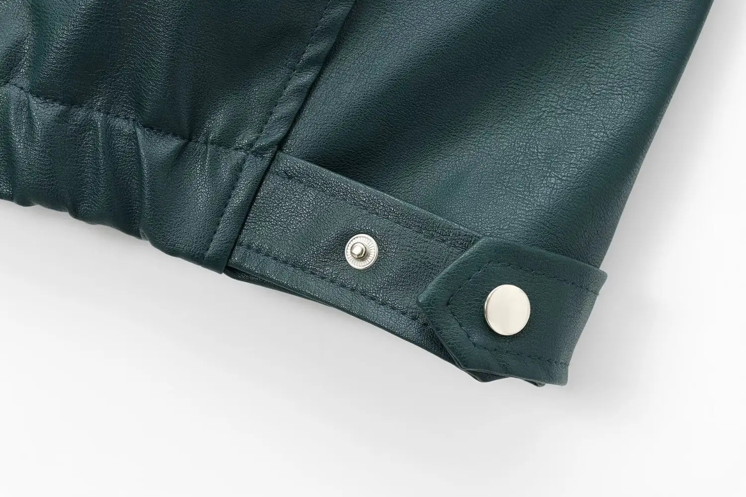 Women’s Lapel Long Sleeve Leather Coat