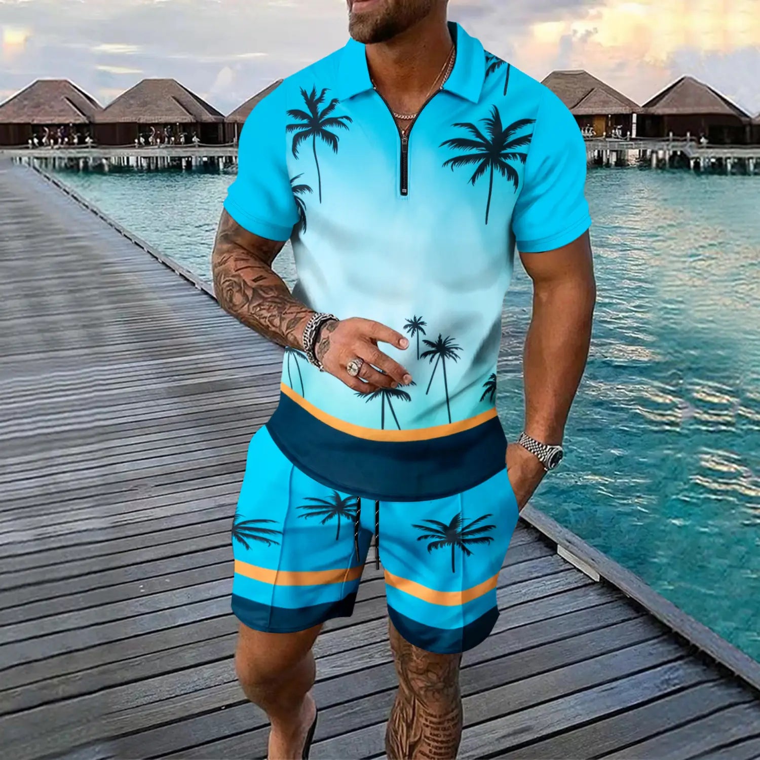 Short-sleeved Shorts Two-piece Sports And Leisure Men’s Suit