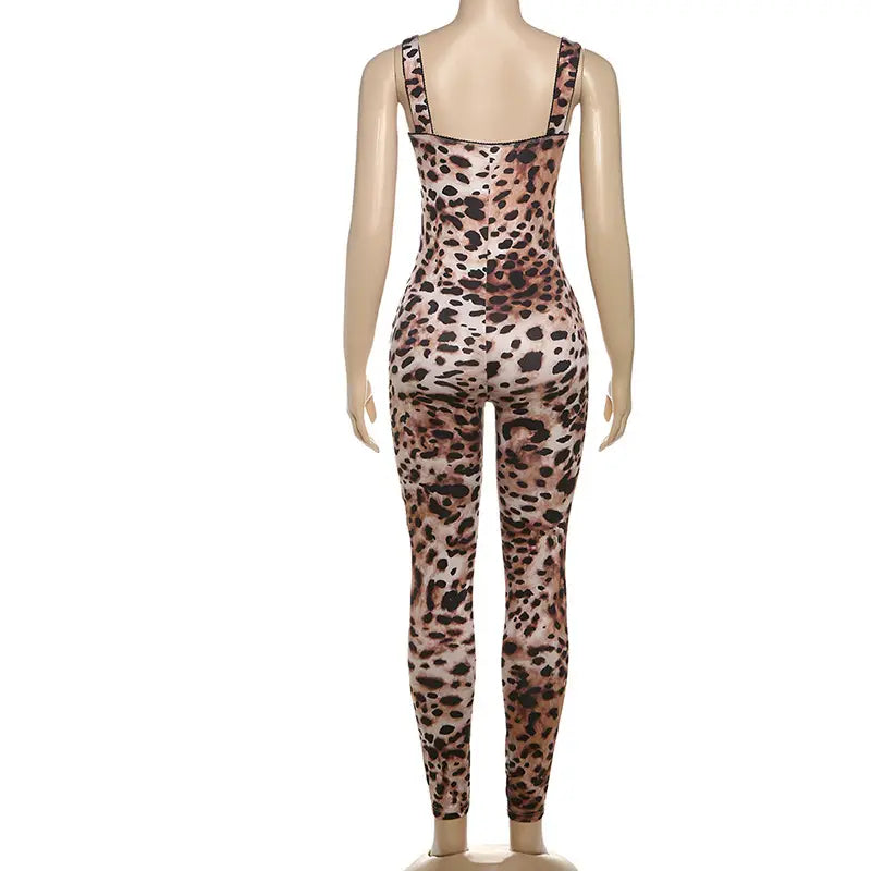 Sexy Backless Print High Waist Tight Hip-lifting Jumpsuit
