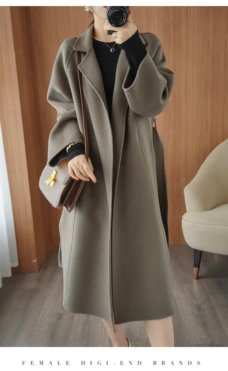 Reversible Cashmere Coat Women’s Mid-length Loose Over Knee Coat