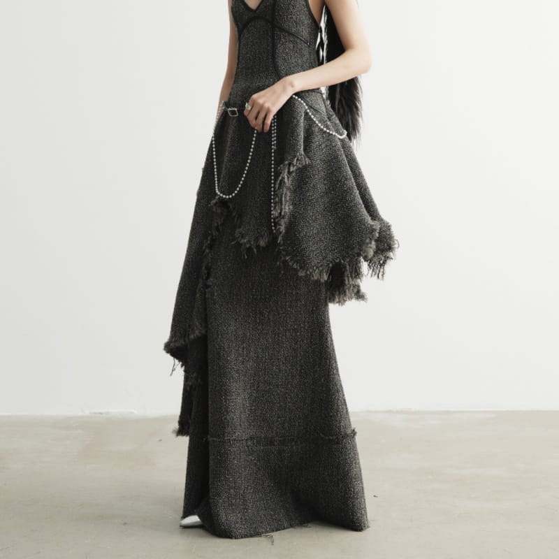 Forest Misty Green Ruffled Maxi Skirt