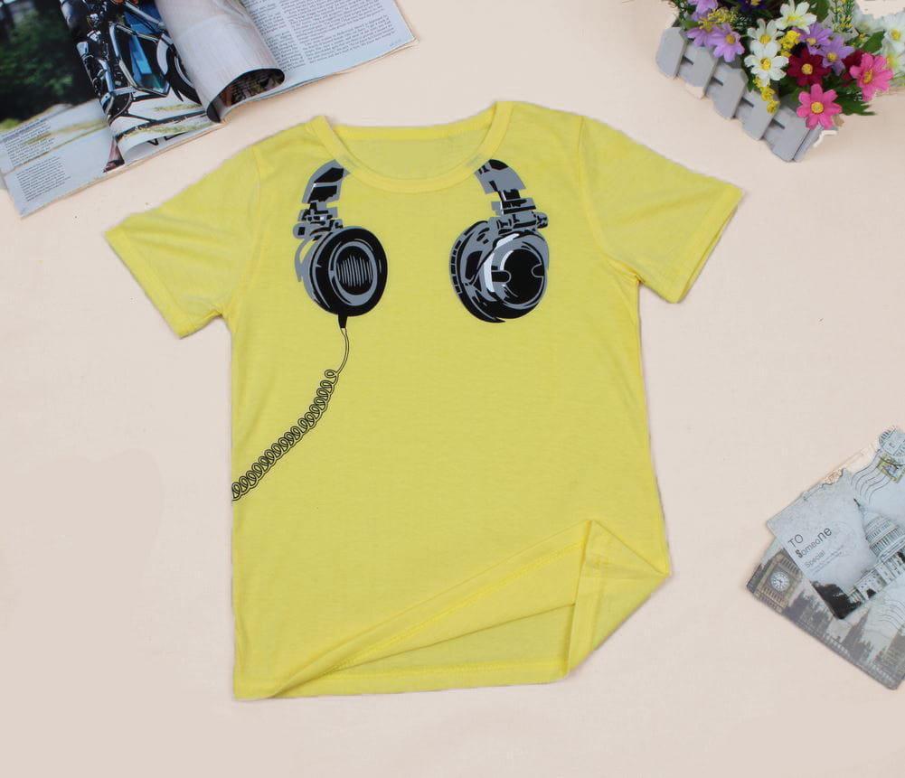 Children’s Short-sleeved T-shirt With Earplugs Pattern