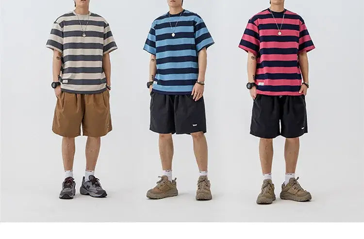 New Striped Short Sleeve Retro Striped Men