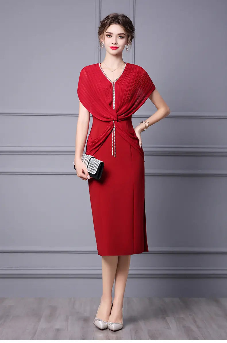 Slim Waist Length Skirt Red