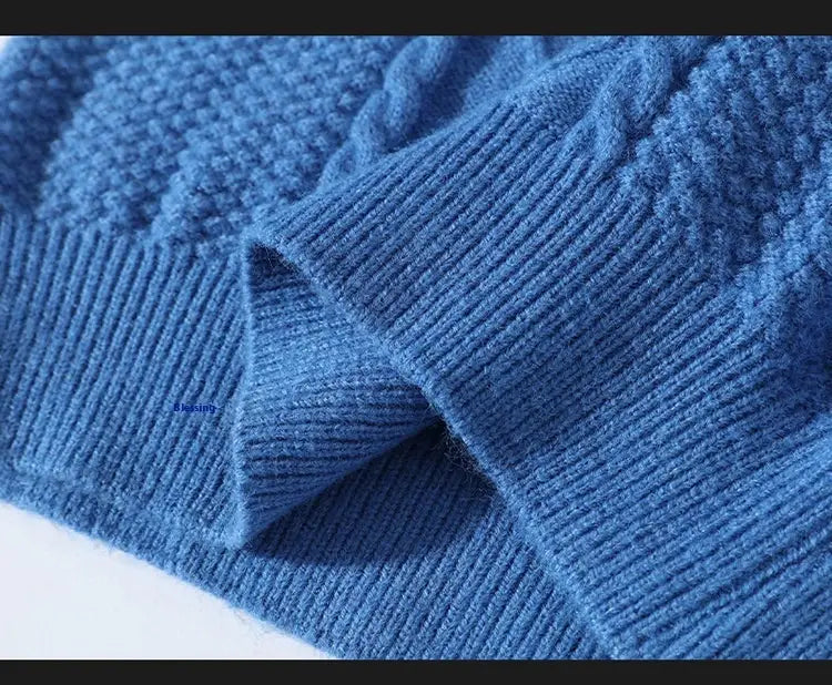 Men’s Solid Color Sweater Hong Kong Style Loose Fashion Twisted Flower