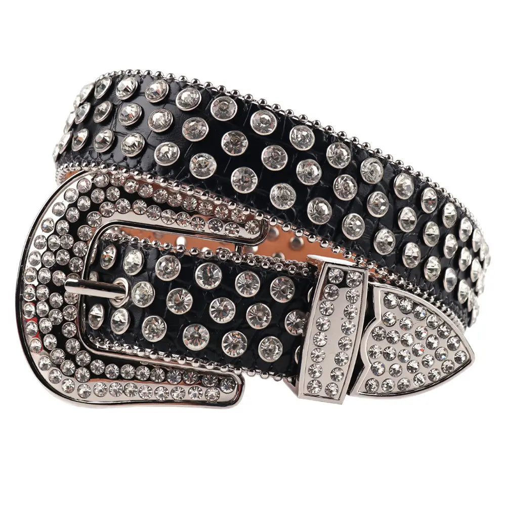 Fashion Trend Rivet Rhinestone Inlaid Belt