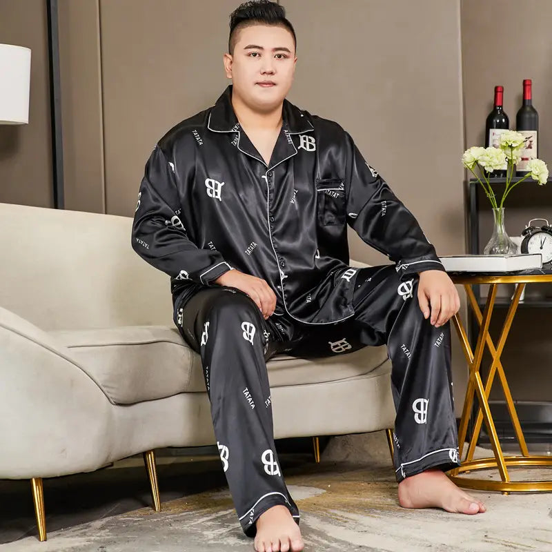Cut Flower Fat Men’s Pajamas Extra Ice Silk
