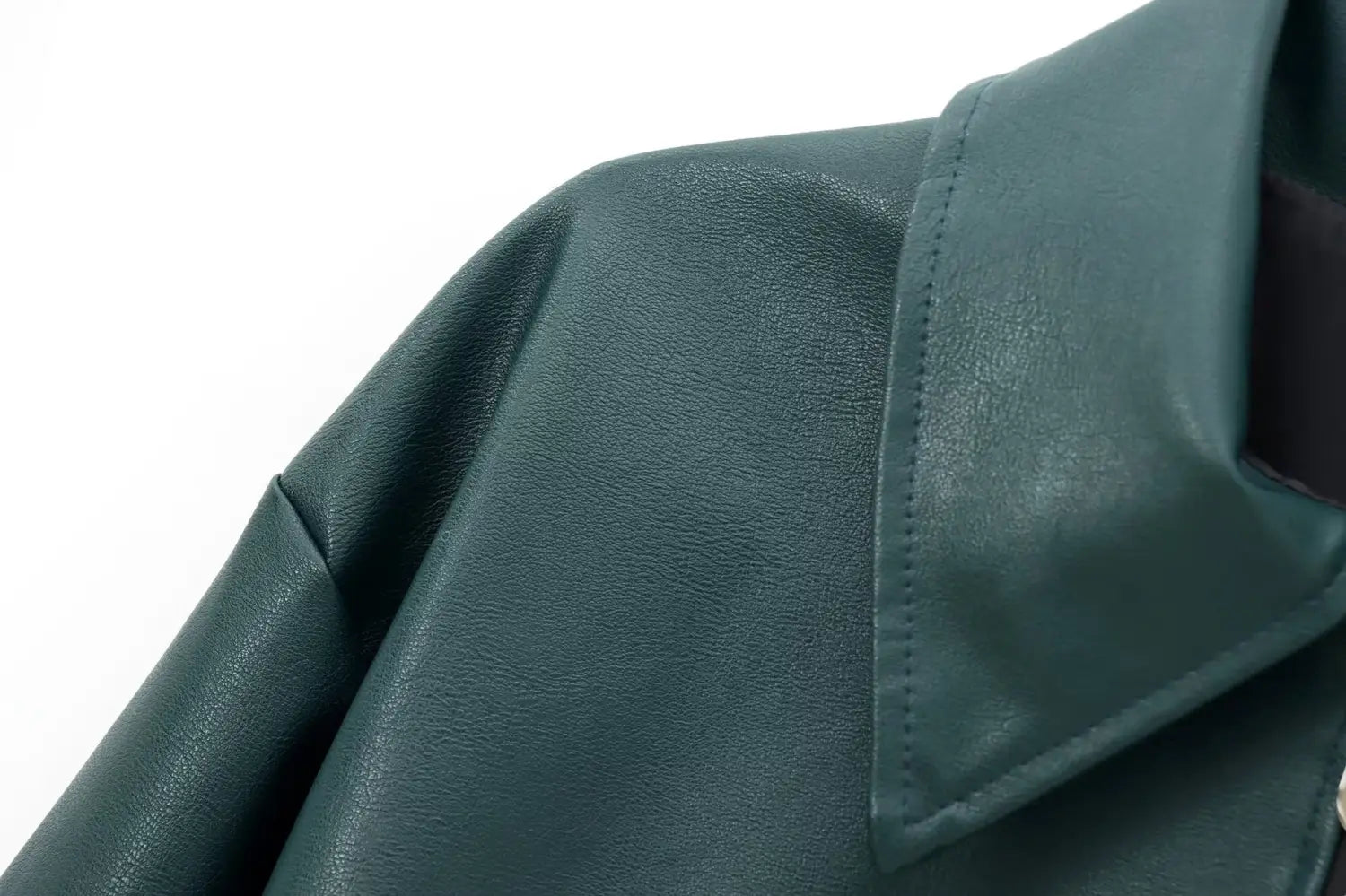 Women’s Lapel Long Sleeve Leather Coat