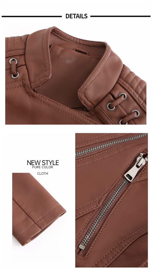 Slim Fit Thin Leather Coat Women’s Motorcycle Clothing